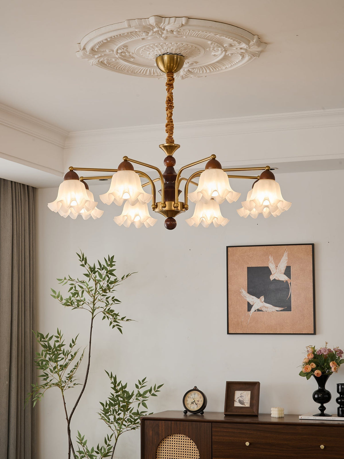 Lylaeen Lustre Vintage Élégant en Verre et Bois - Neutralighting
