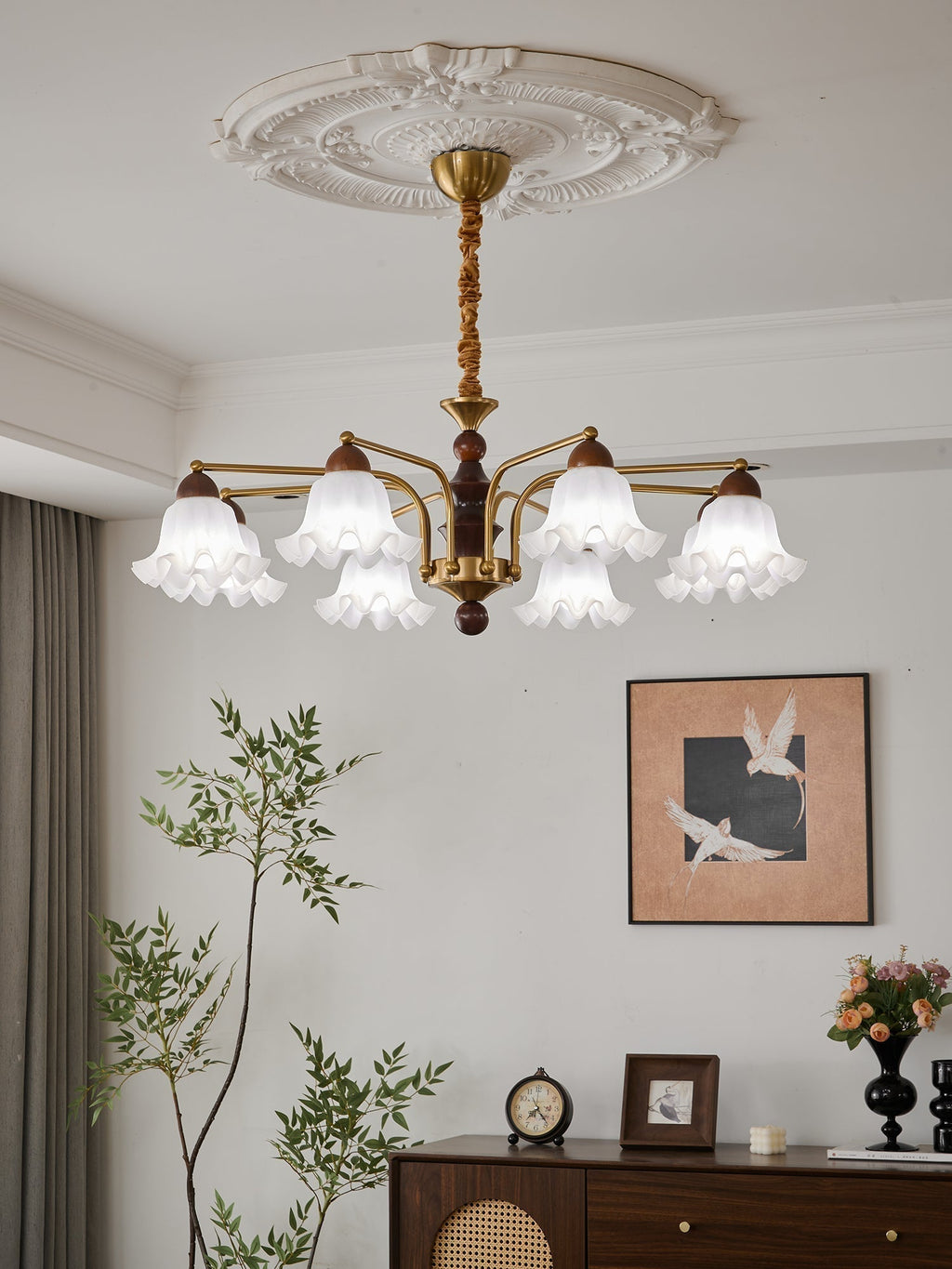 Lylaeen Lustre Vintage Élégant en Verre et Bois - Neutralighting