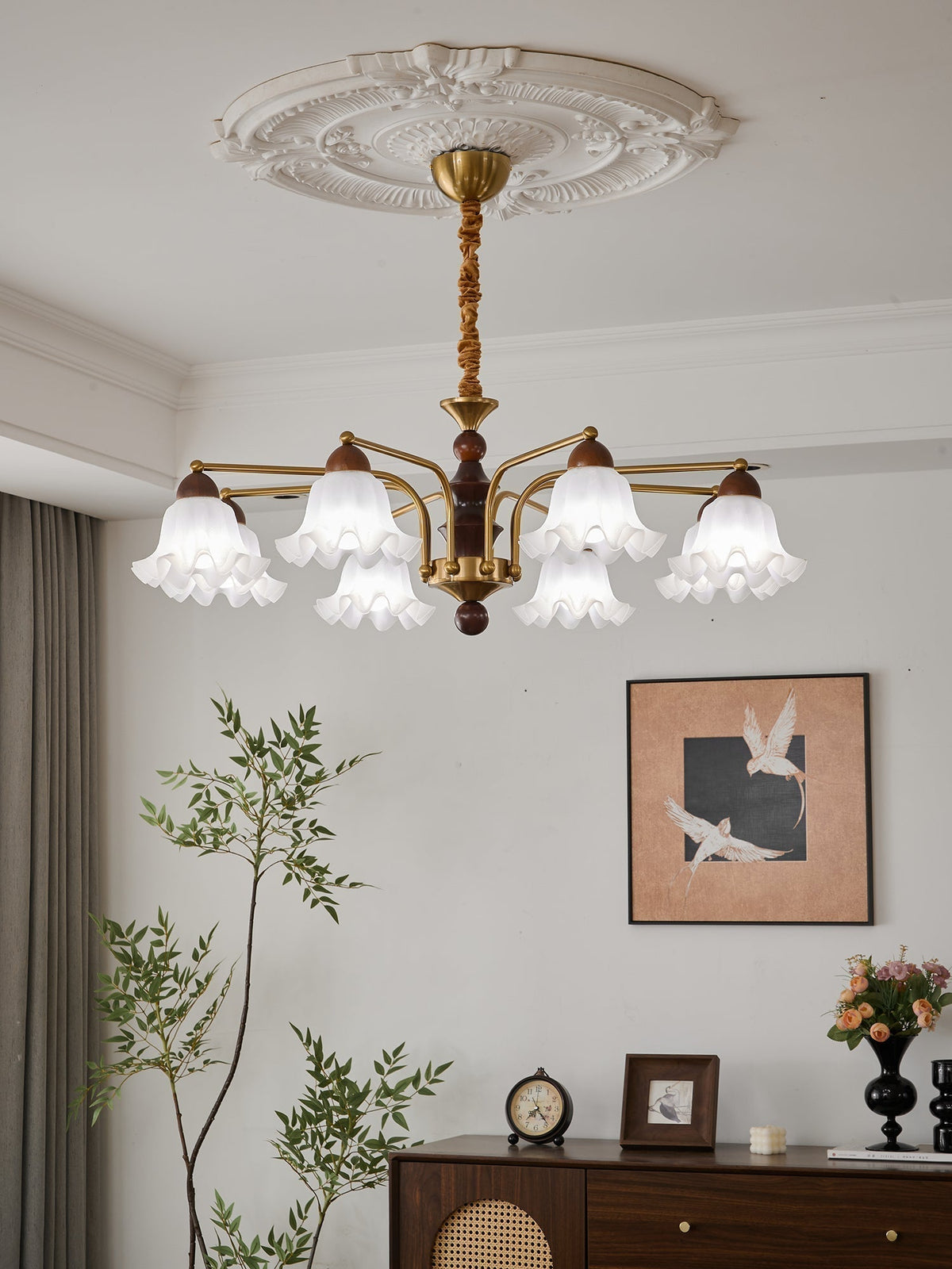 Lylaeen Lustre Vintage Élégant en Verre et Bois - Neutralighting