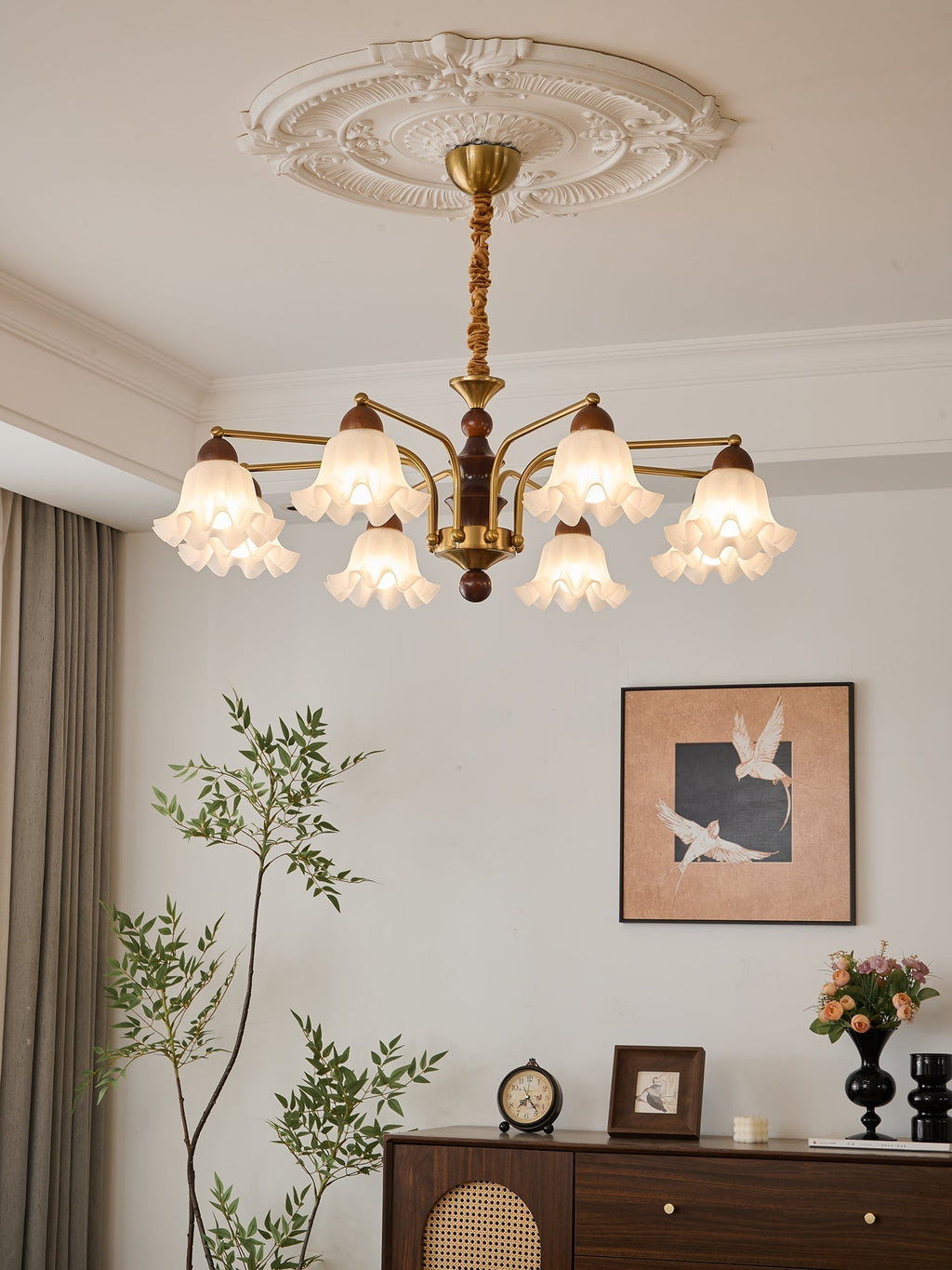 Lylaeen Lustre Vintage Élégant en Verre et Bois - Neutralighting