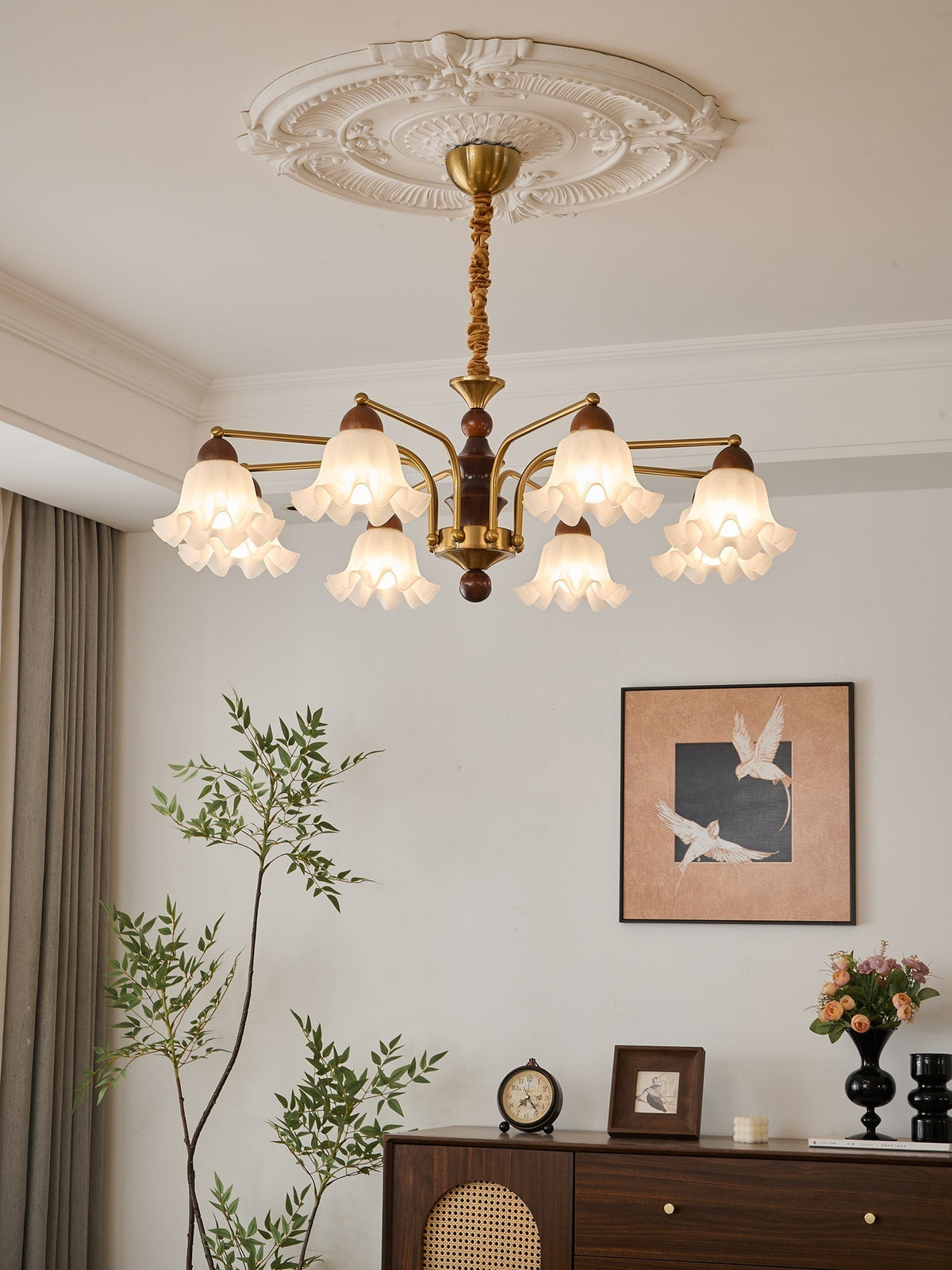 Lylaeen Lustre Vintage Élégant en Verre et Bois - Neutralighting