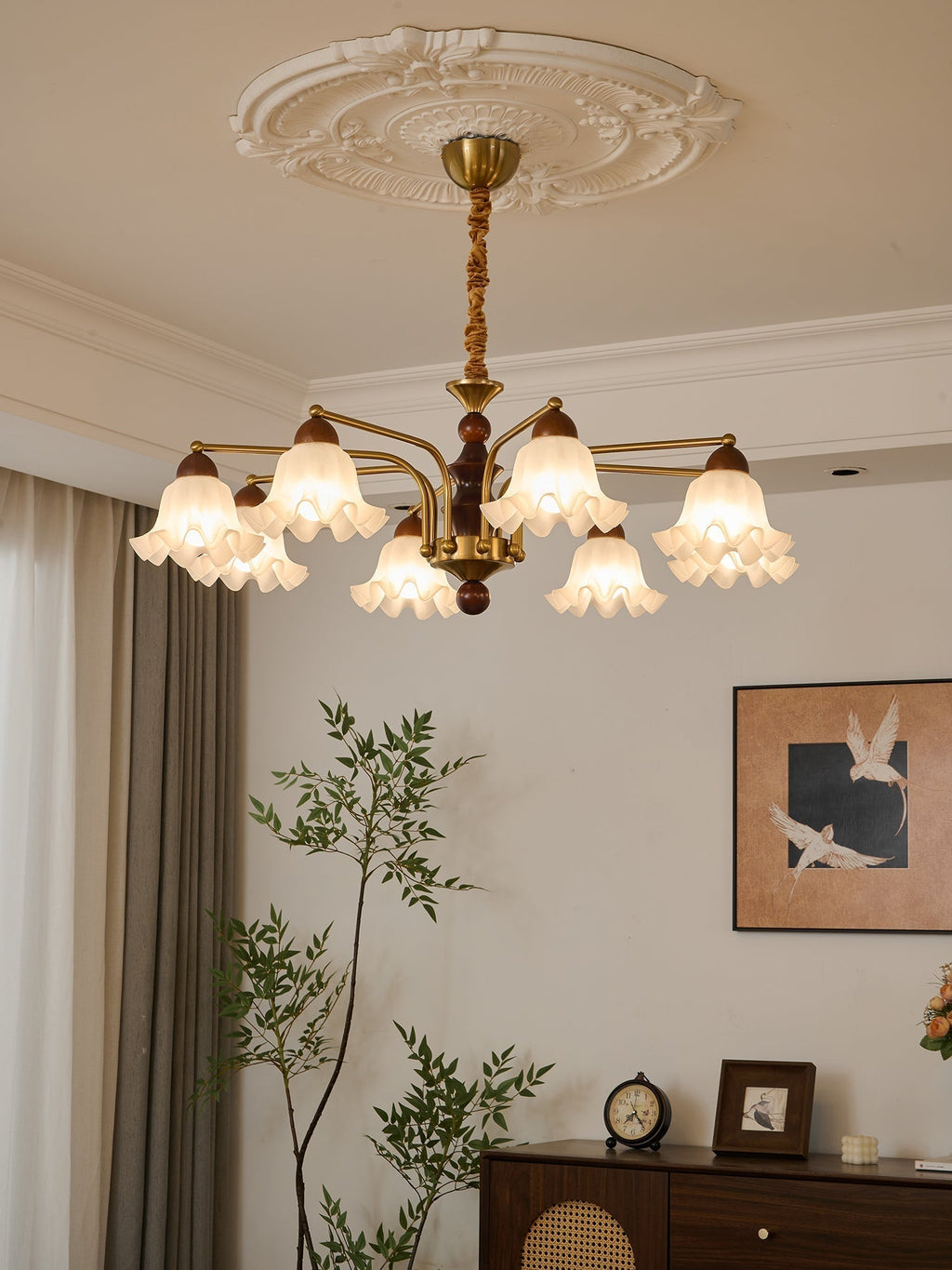 Lylaeen Lustre Vintage Élégant en Verre et Bois - Neutralighting