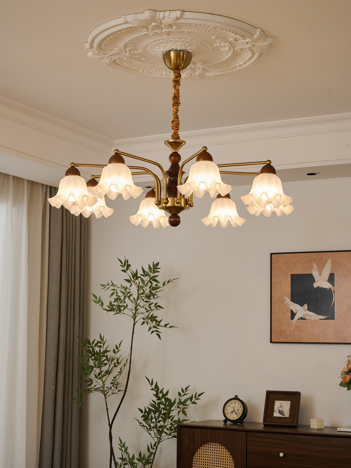 Lylaeen Lustre Vintage Élégant en Verre et Bois - Neutralighting