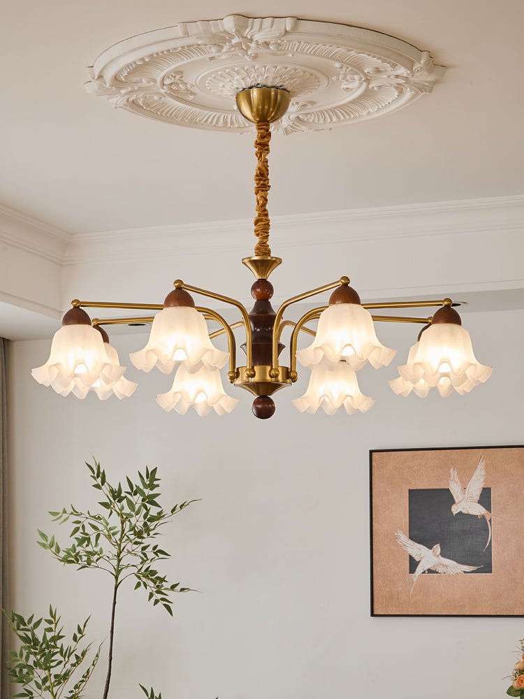 Lylaeen Lustre Vintage Élégant en Verre et Bois - Neutralighting