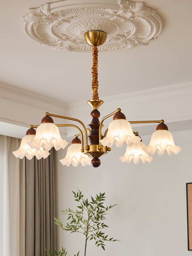 Lylaeen Lustre Vintage Élégant en Verre et Bois - Neutralighting