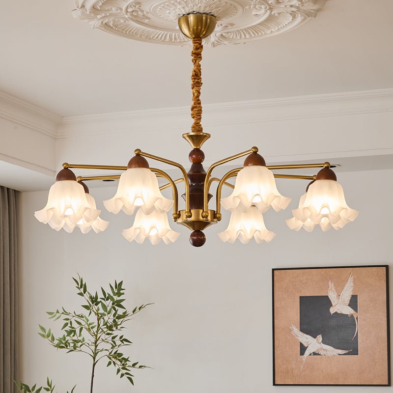 Lylaeen Lustre Vintage Élégant en Verre et Bois - Neutralighting