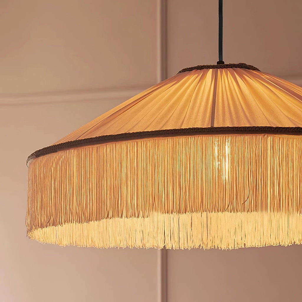 Serenya Lampe Pendante Franges Tissu Vintage - Neutralighting