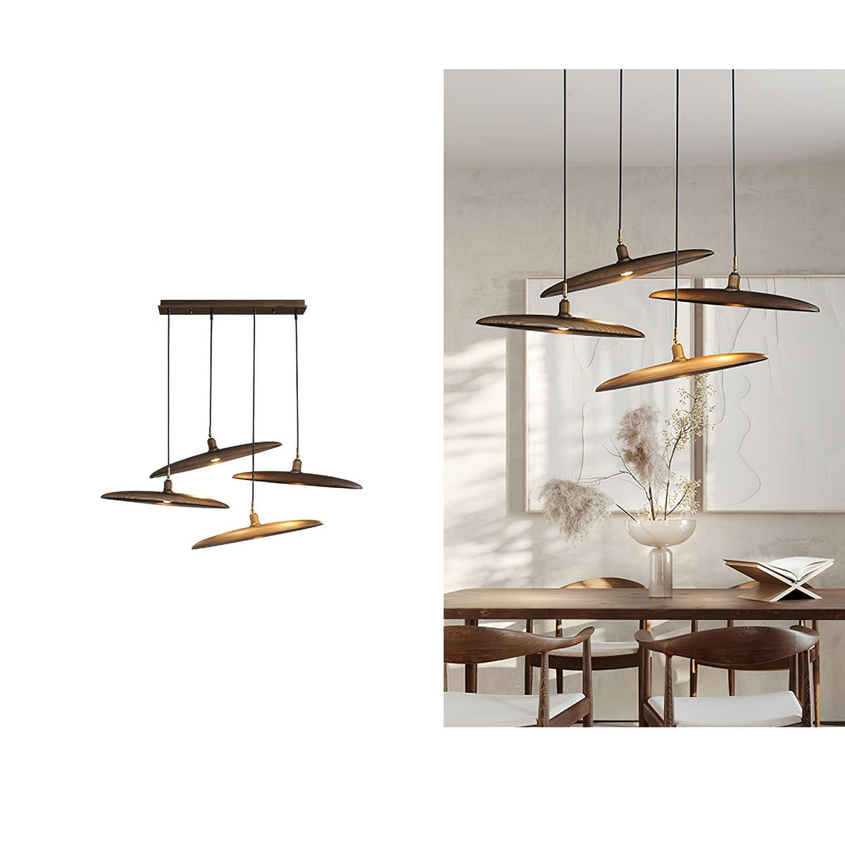 Zelirira Lame Bois Pendentif Lumière - Neutralighting