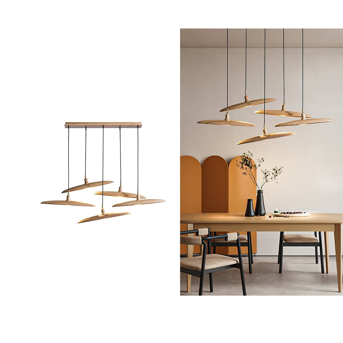 Zelirira Lame Bois Pendentif Lumière - Neutralighting