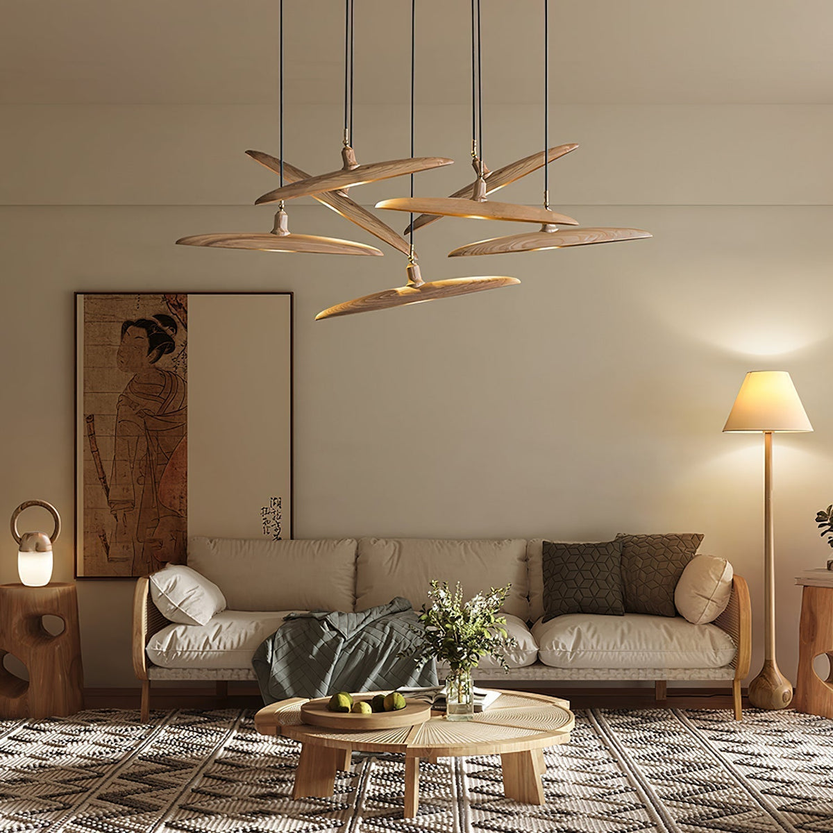Zelirira Lame Bois Pendentif Lumière - Neutralighting