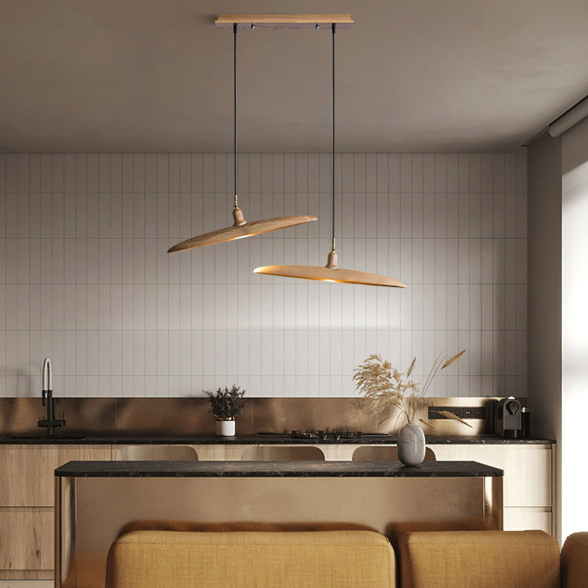 Zelirira Lame Bois Pendentif Lumière - Neutralighting