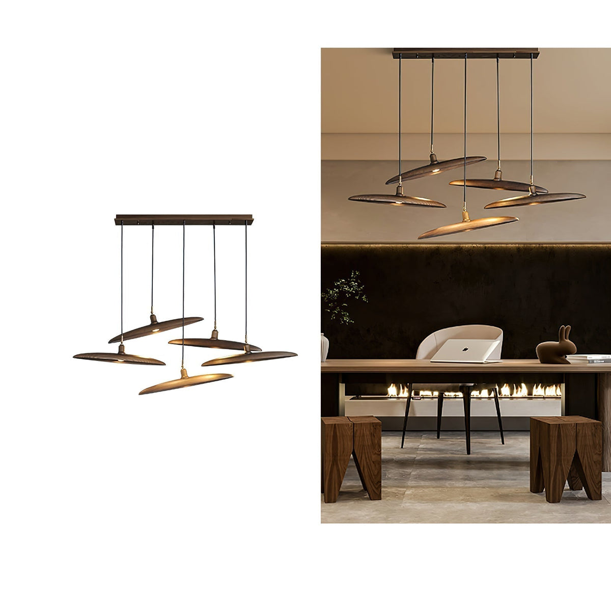 Zelirira Lame Bois Pendentif Lumière - Neutralighting