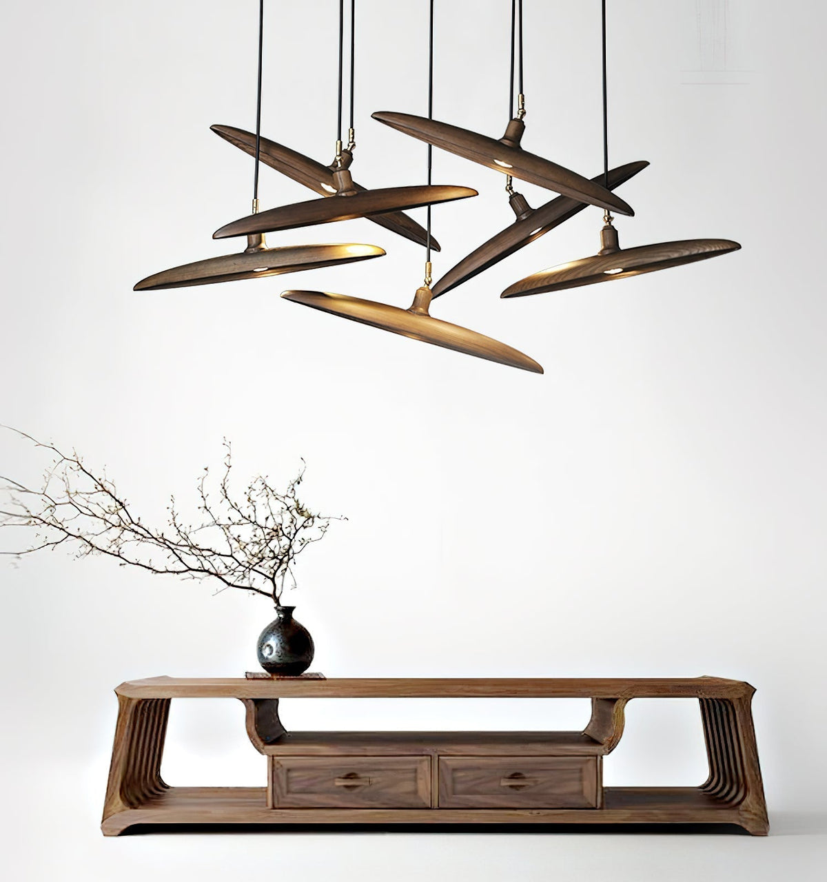Zelirira Lame Bois Pendentif Lumière - Neutralighting