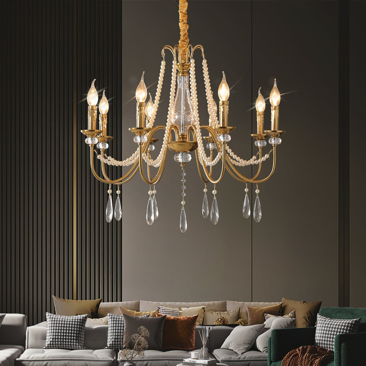 Mote Lustre Laiton Cristal Luxe Postmoderne - Neutralighting