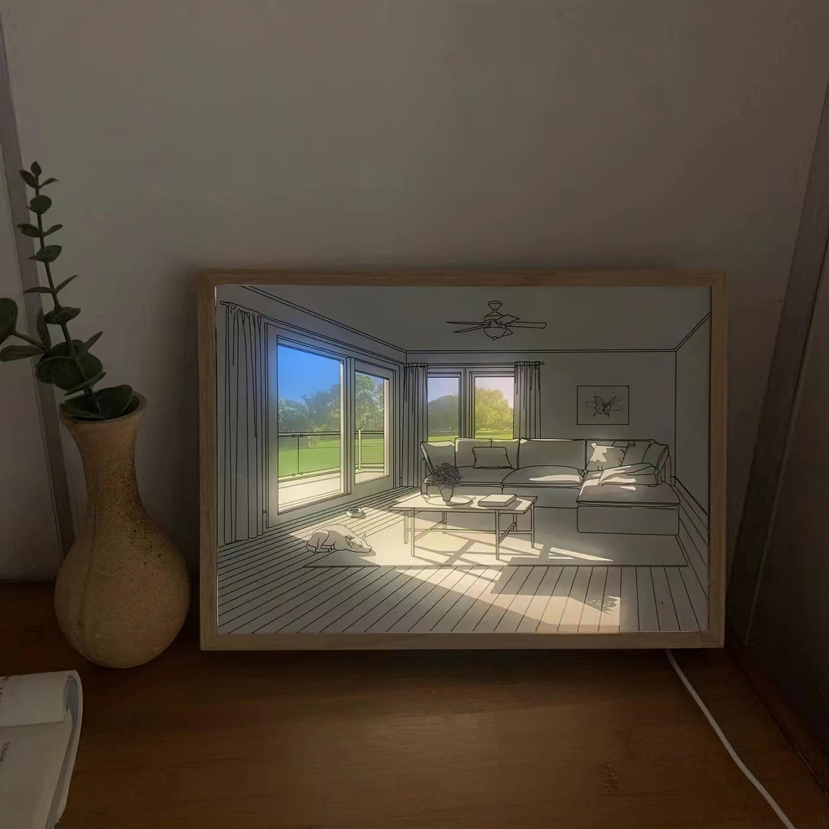 Magdalene Lampe Murale en Bois Art Mural Chien au Soleil - Neutralighting