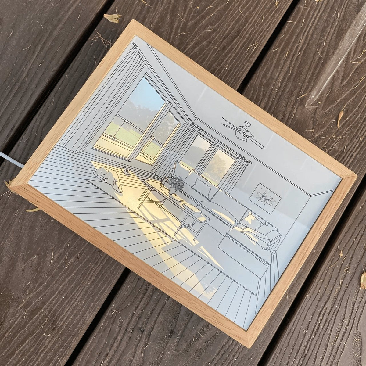 Magdalene Lampe Murale en Bois Art Mural Chien au Soleil - Neutralighting