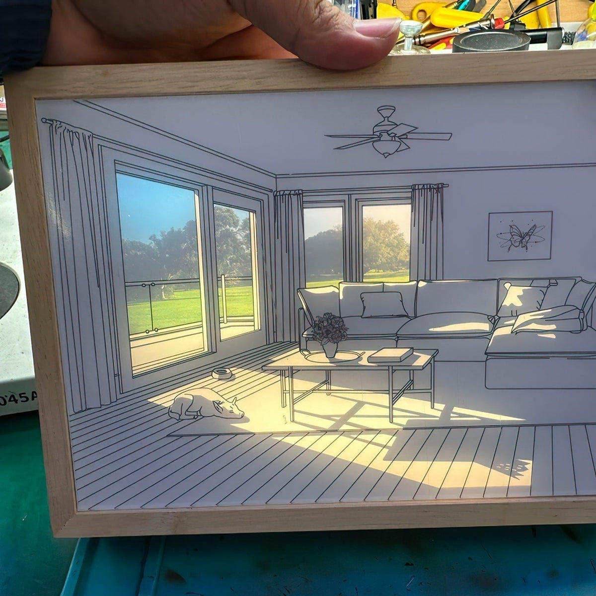 Magdalene Lampe Murale en Bois Art Mural Chien au Soleil - Neutralighting
