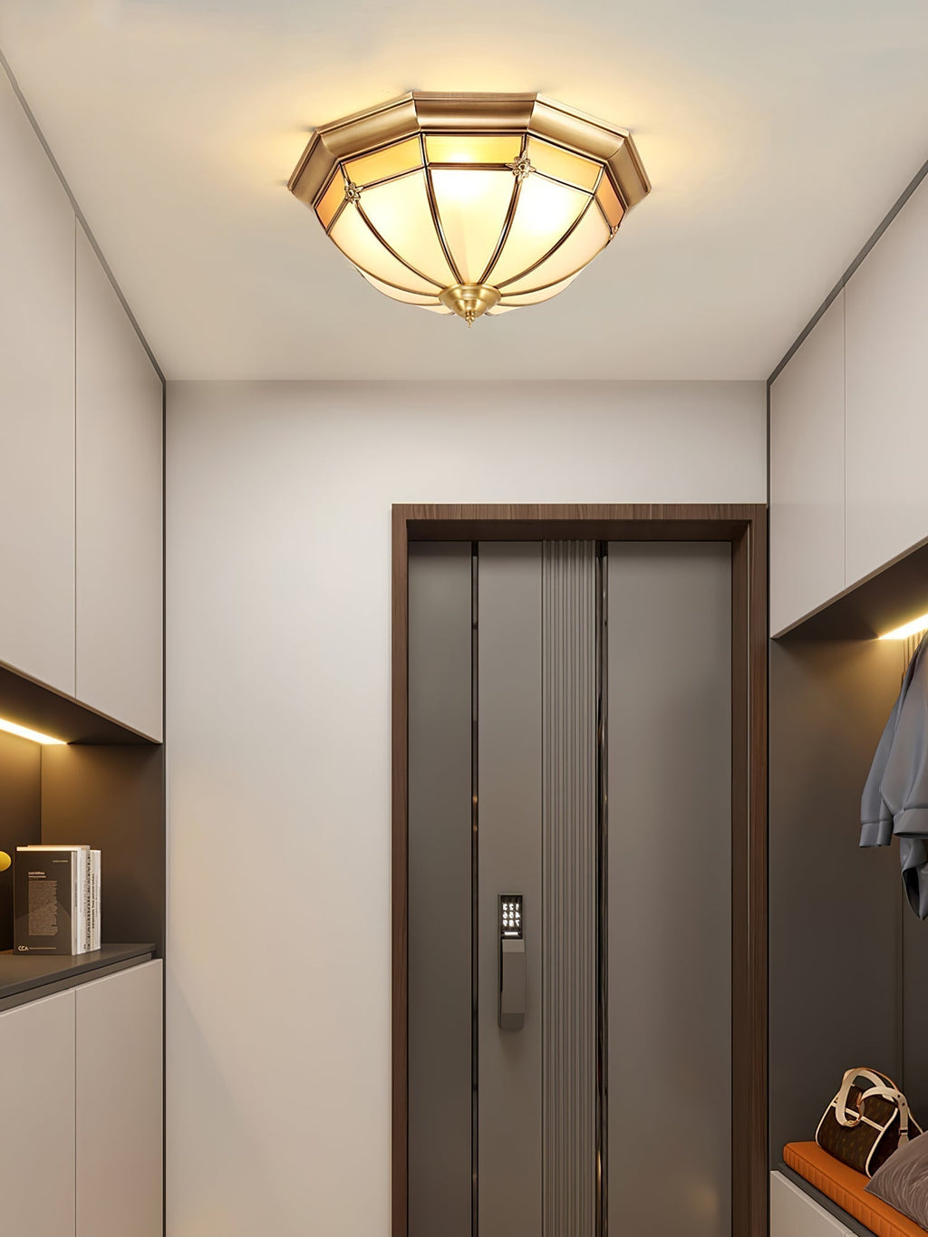 Vovynan Élégance Dôme Laiton Verre Applique Plafond - Neutralighting
