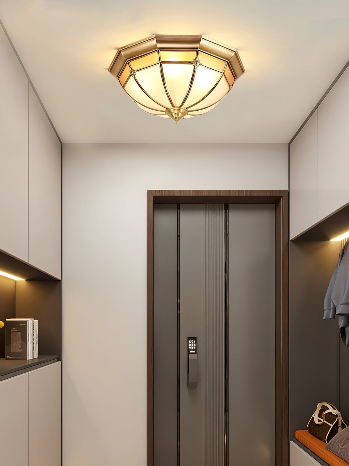 Vovynan Élégance Dôme Laiton Verre Applique Plafond - Neutralighting