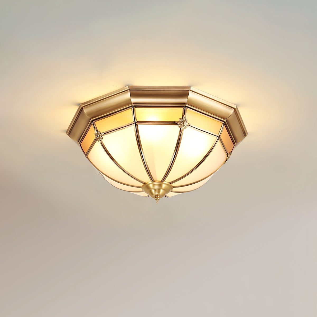 Vovynan Élégance Dôme Laiton Verre Applique Plafond - Neutralighting