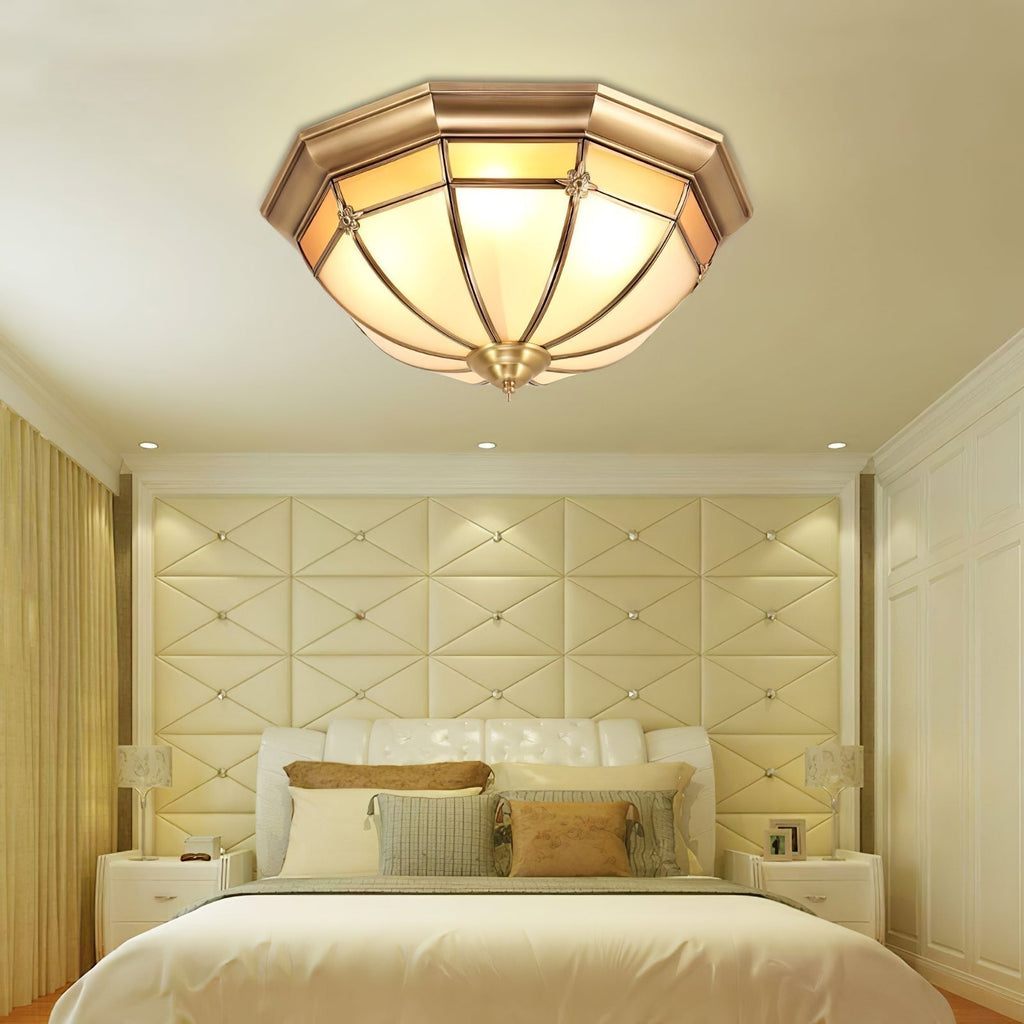 Vovynan Élégance Dôme Laiton Verre Applique Plafond - Neutralighting