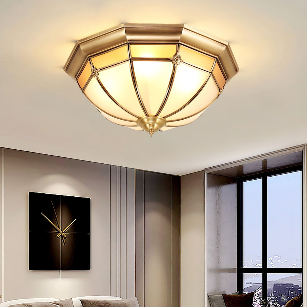 Vovynan Élégance Dôme Laiton Verre Applique Plafond - Neutralighting