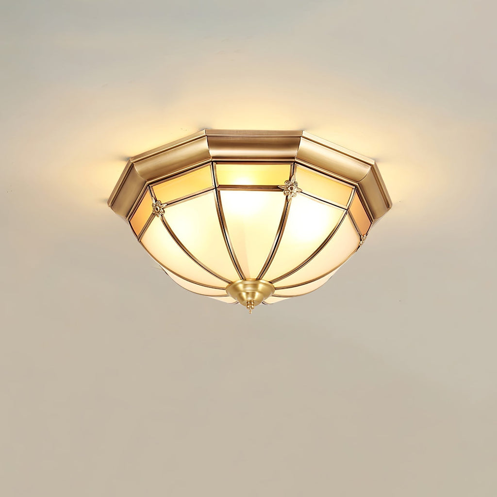 Vovynan Élégance Dôme Laiton Verre Applique Plafond - Neutralighting