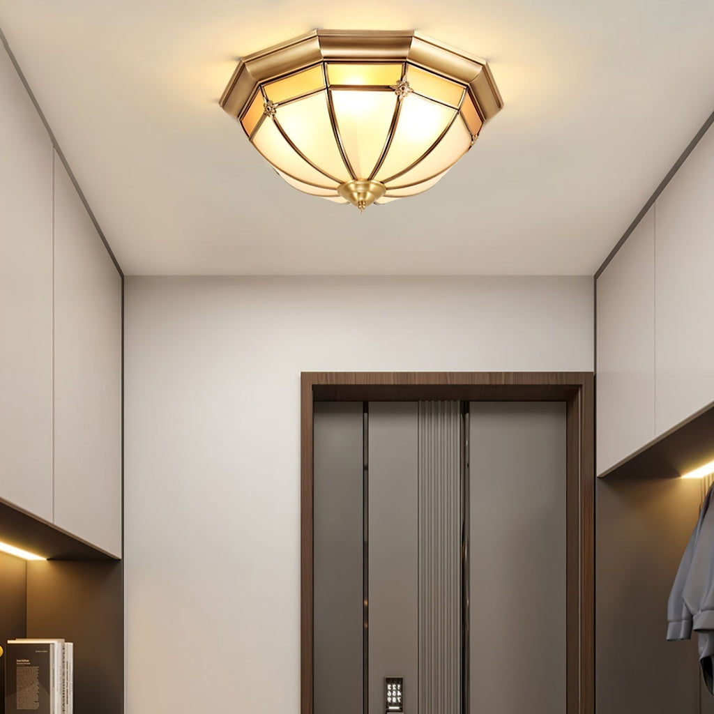 Vovynan Élégance Dôme Laiton Verre Applique Plafond - Neutralighting