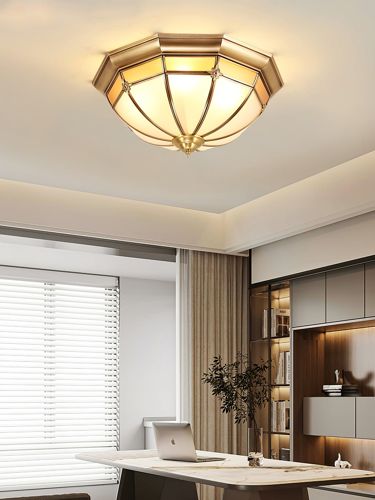 Vovynan Élégance Dôme Laiton Verre Applique Plafond - Neutralighting