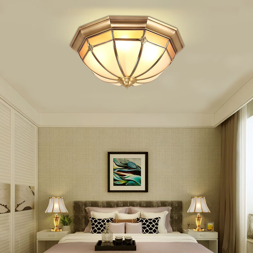 Vovynan Élégance Dôme Laiton Verre Applique Plafond - Neutralighting