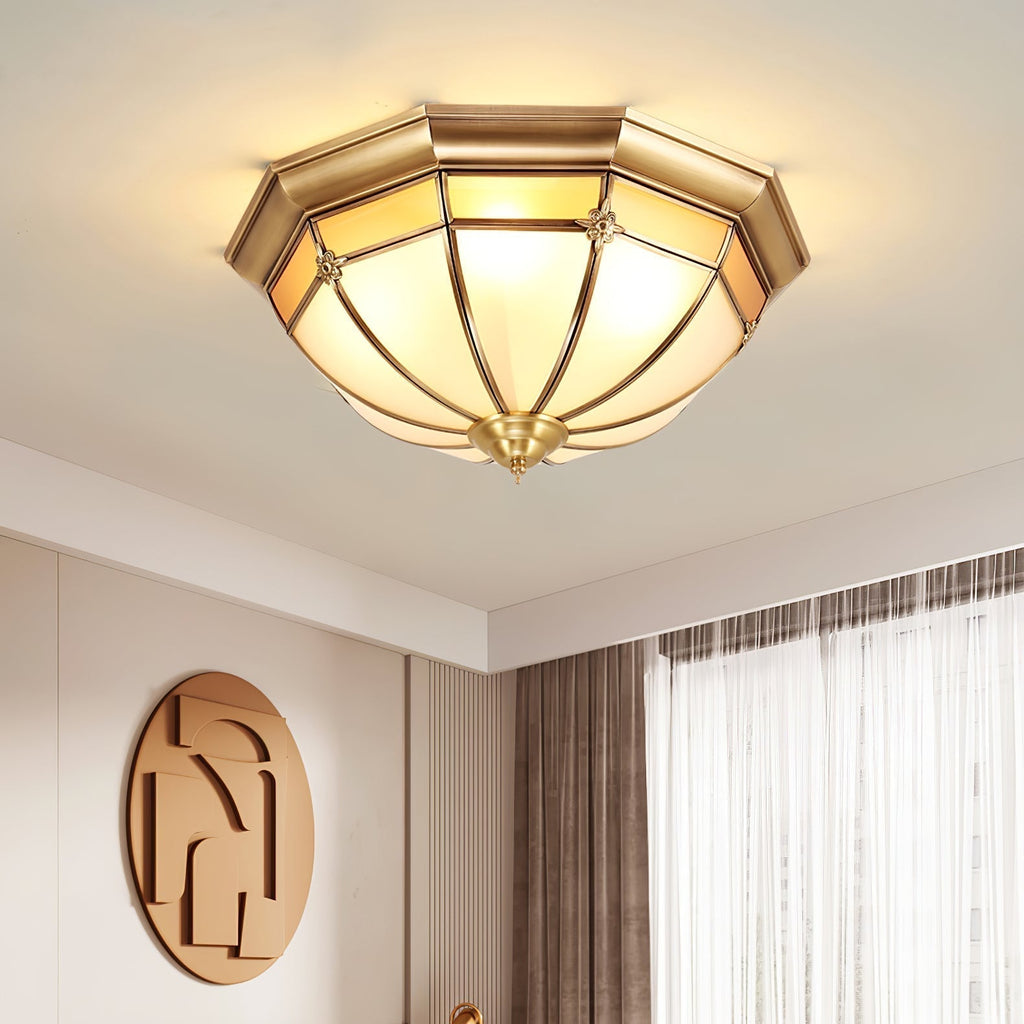 Vovynan Élégance Dôme Laiton Verre Applique Plafond - Neutralighting