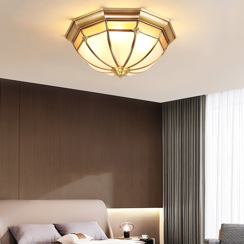 Vovynan Élégance Dôme Laiton Verre Applique Plafond - Neutralighting