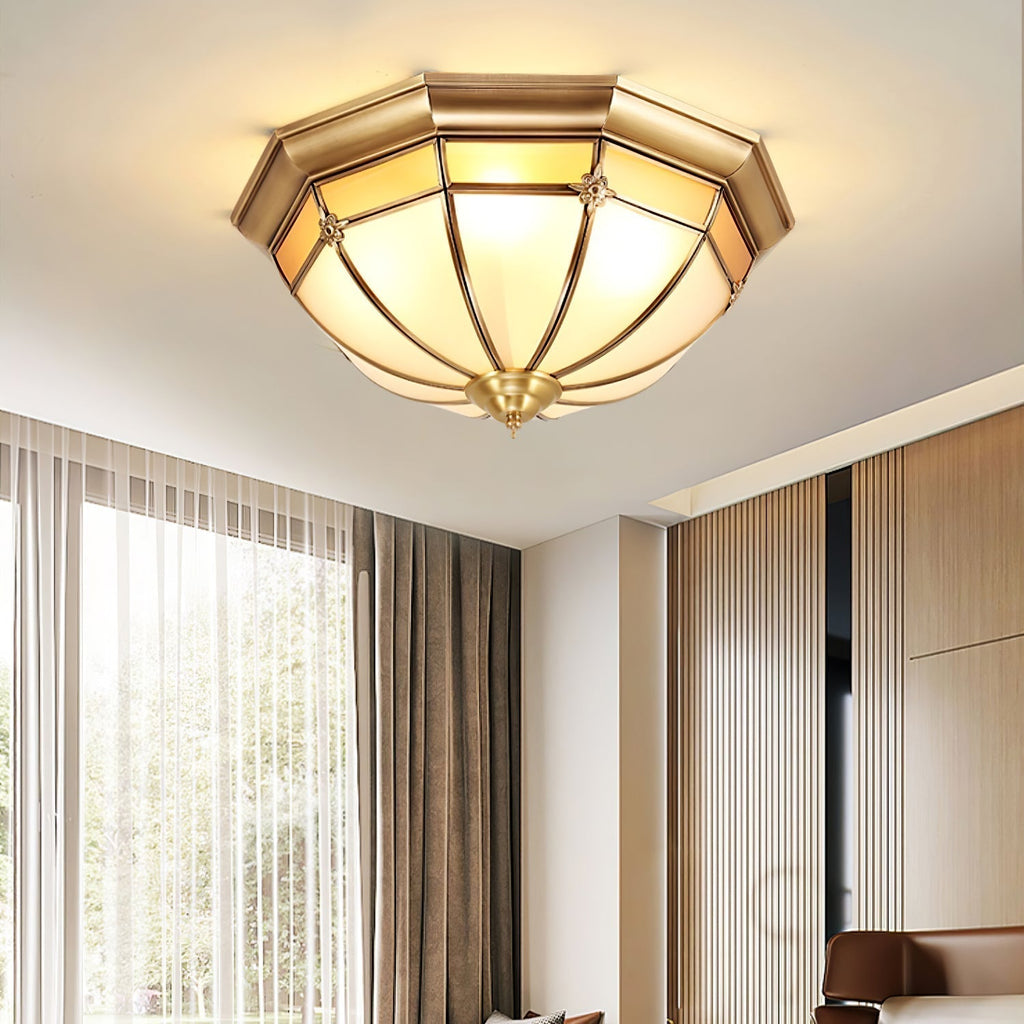 Vovynan Élégance Dôme Laiton Verre Applique Plafond - Neutralighting