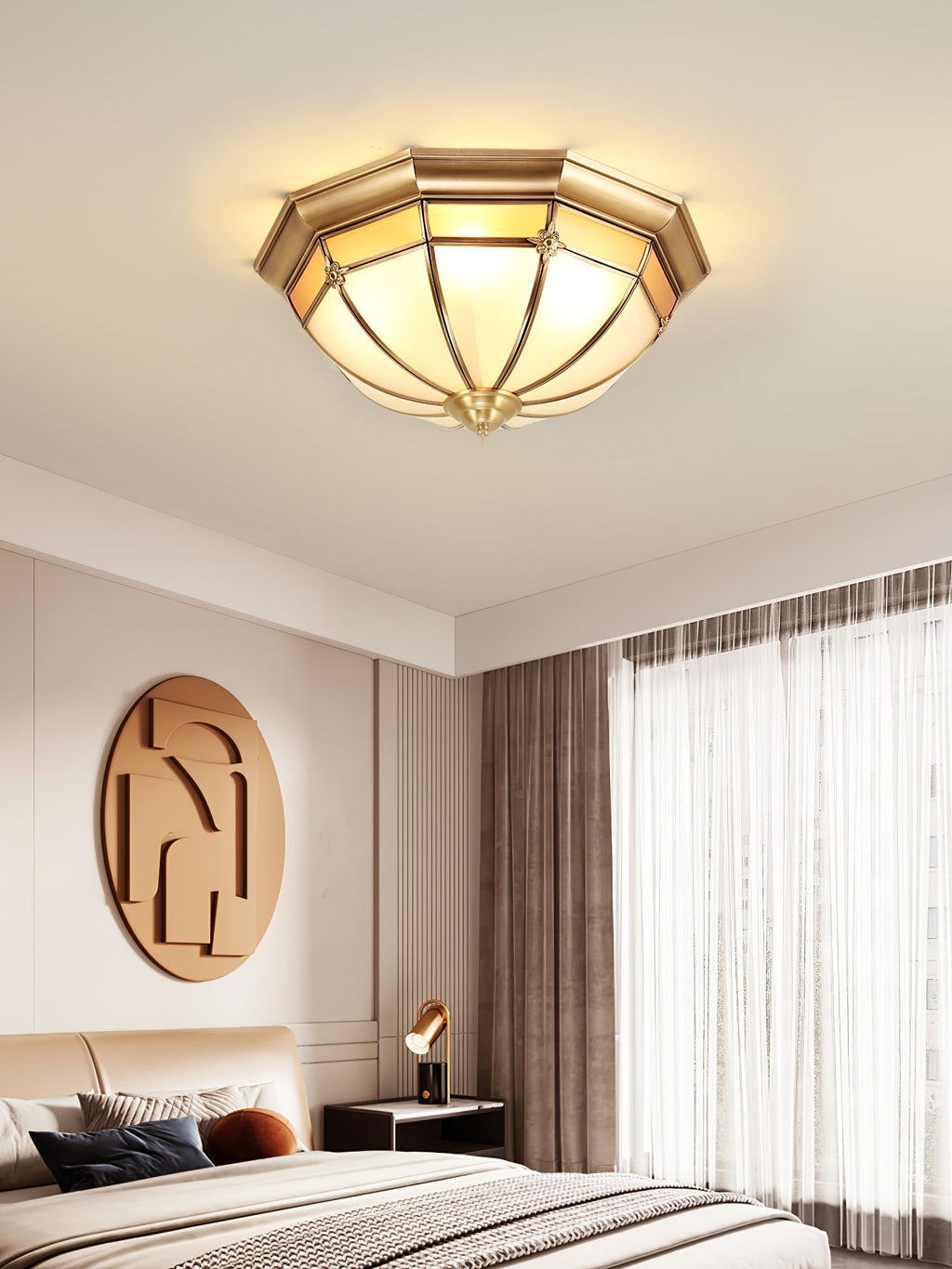 Vovynan Élégance Dôme Laiton Verre Applique Plafond - Neutralighting