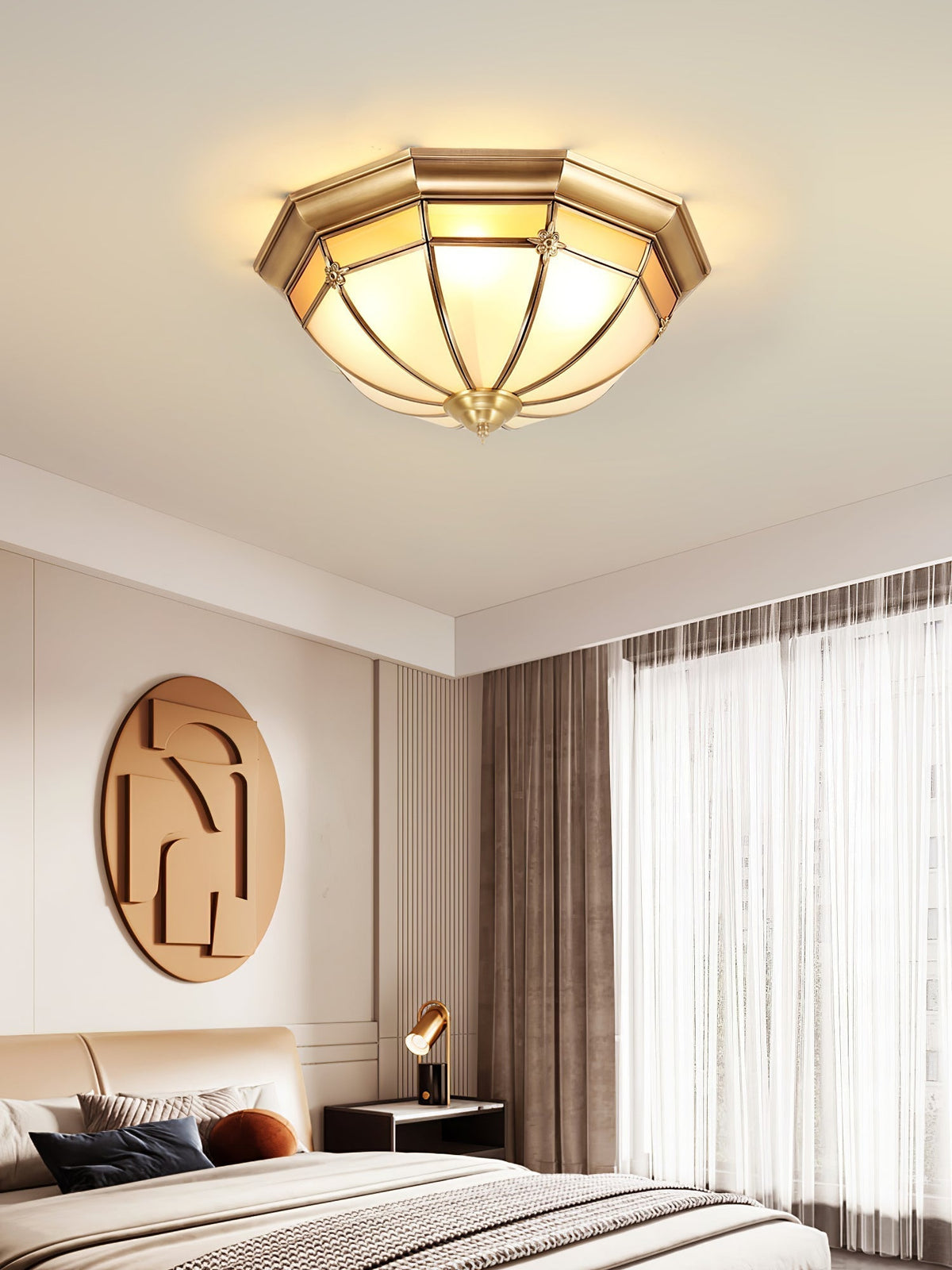 Vovynan Élégance Dôme Laiton Verre Applique Plafond - Neutralighting