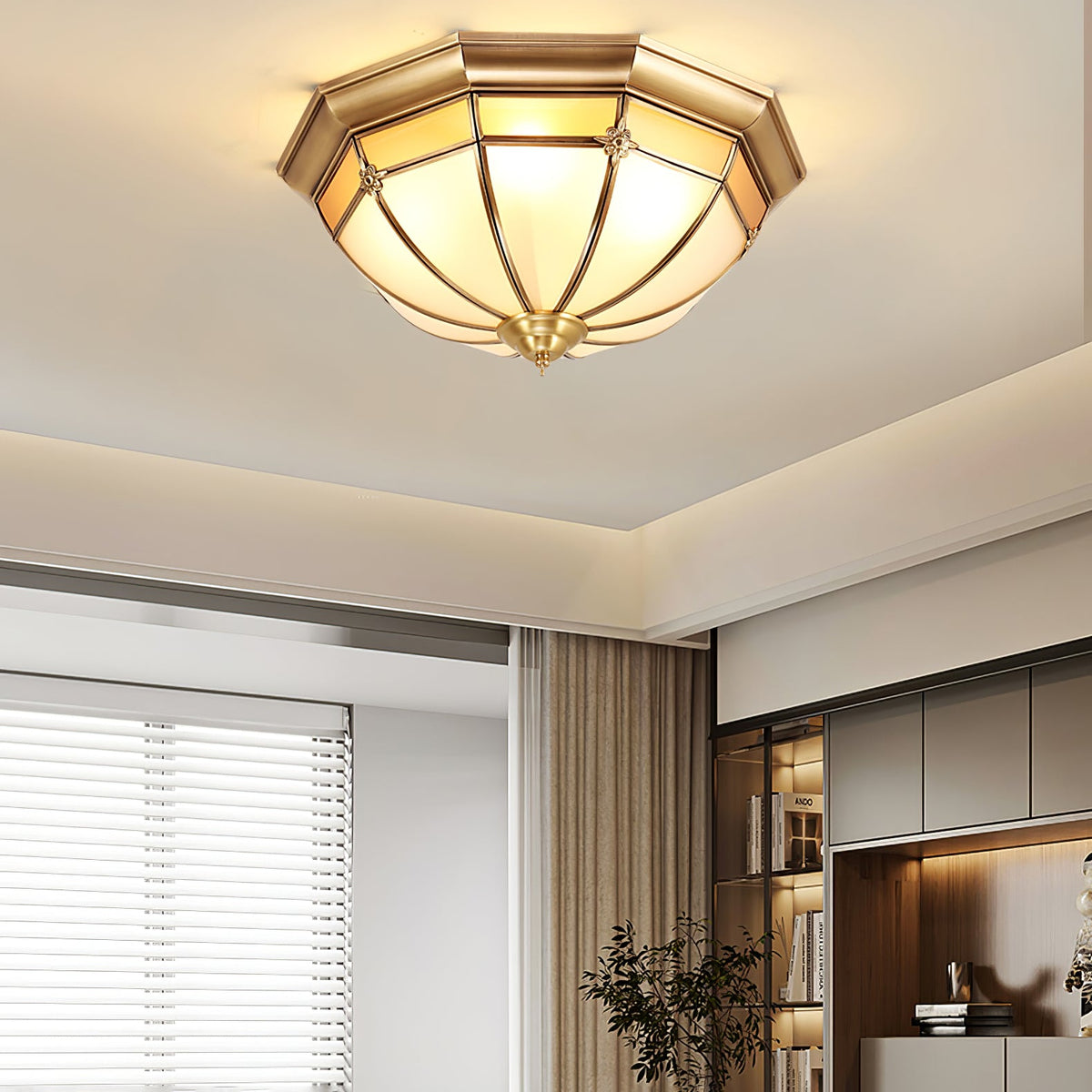 Vovynan Élégance Dôme Laiton Verre Applique Plafond - Neutralighting