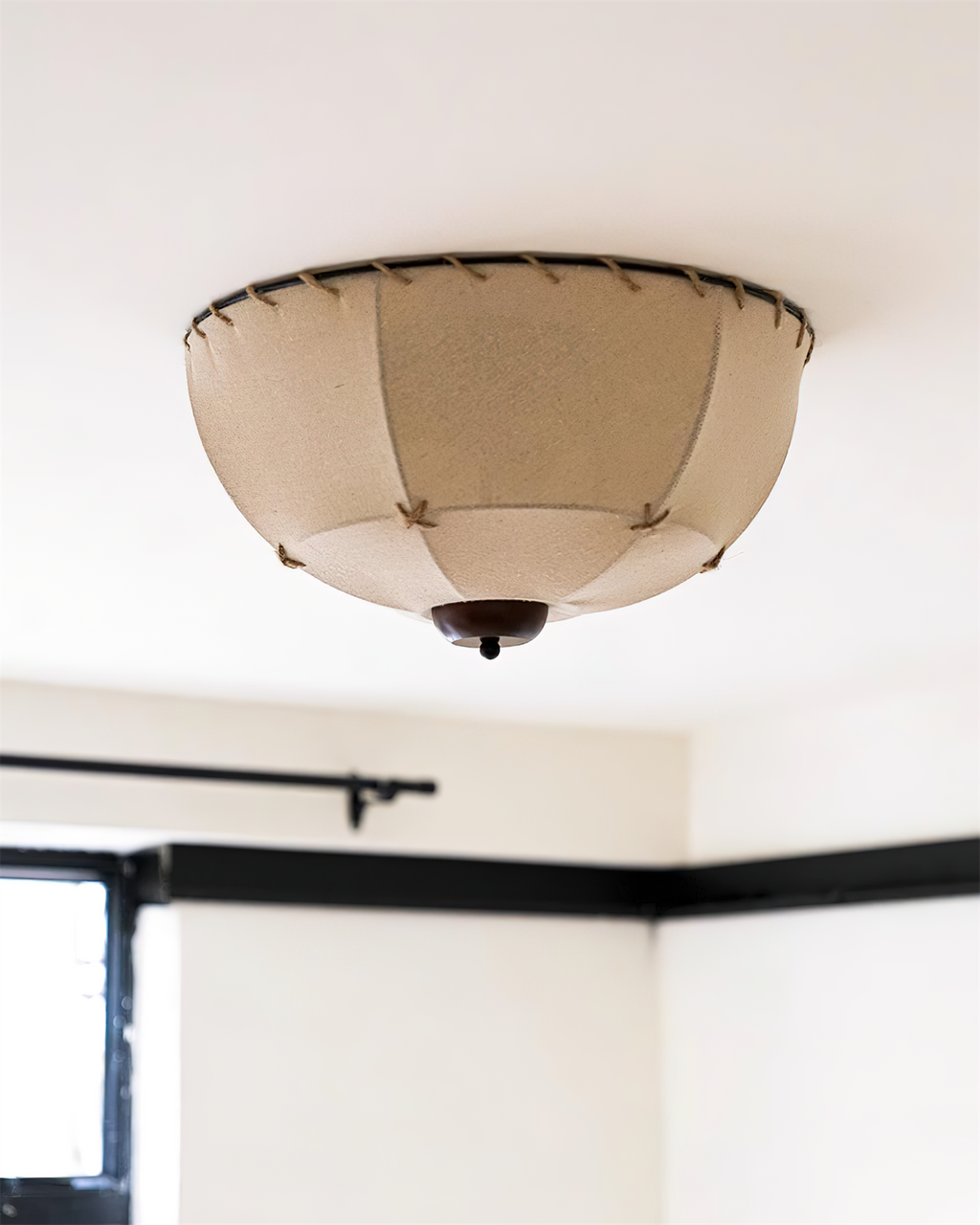 Lumis Plafonnier Rustique en Bois et Tissu - Neutralighting