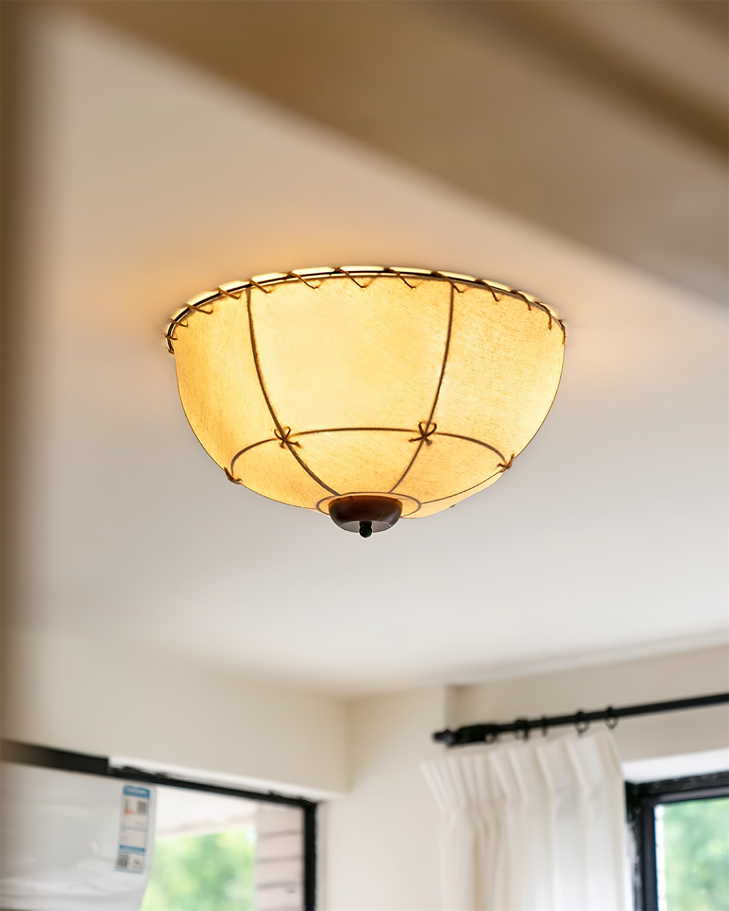 Lumis Plafonnier Rustique en Bois et Tissu - Neutralighting