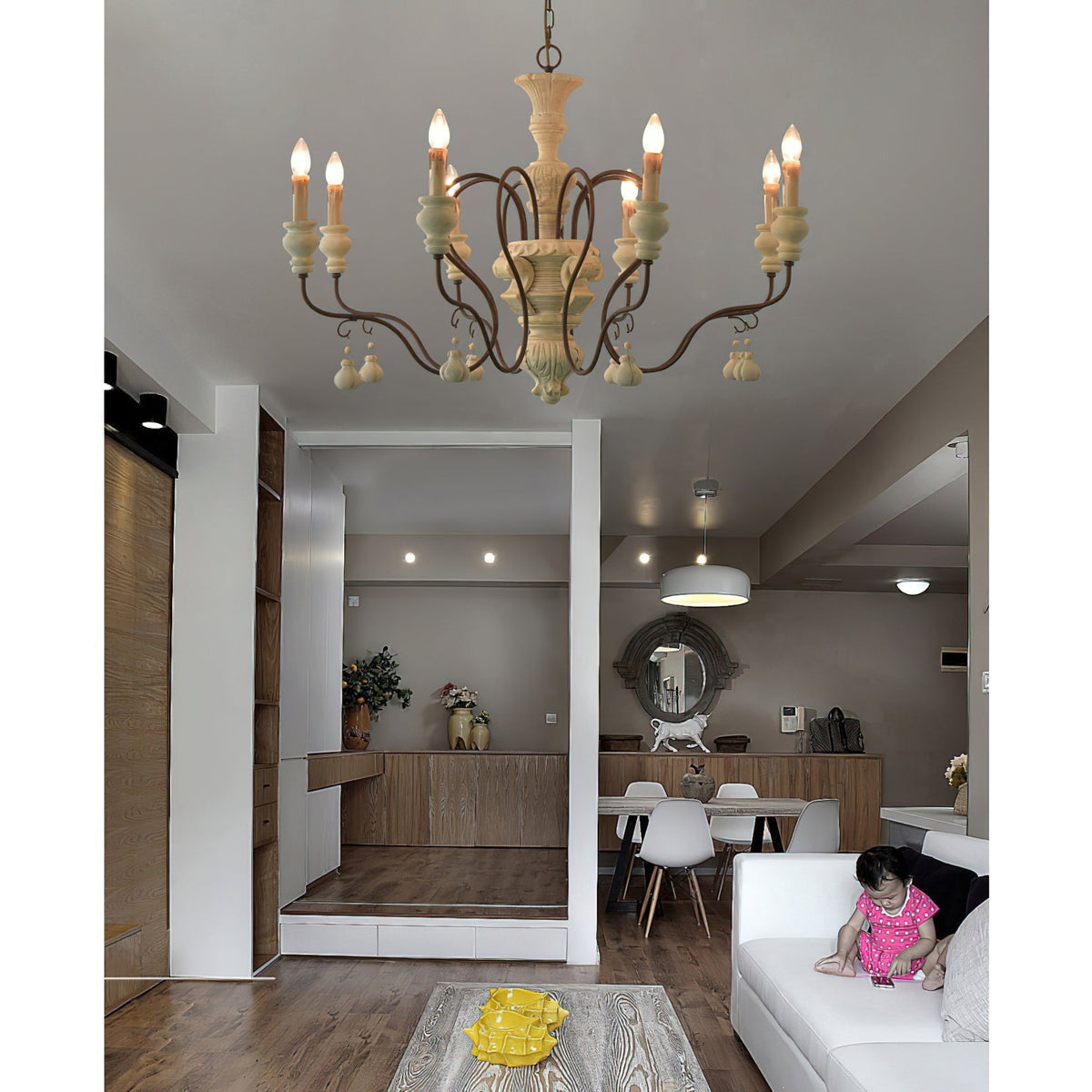 Quartz Chandelier Bois Métal Luxe Campagne Salon - Neutralighting