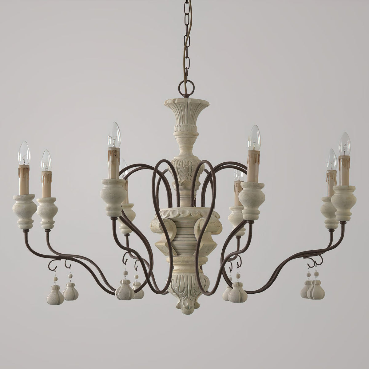 Quartz Chandelier Bois Métal Luxe Campagne Salon - Neutralighting