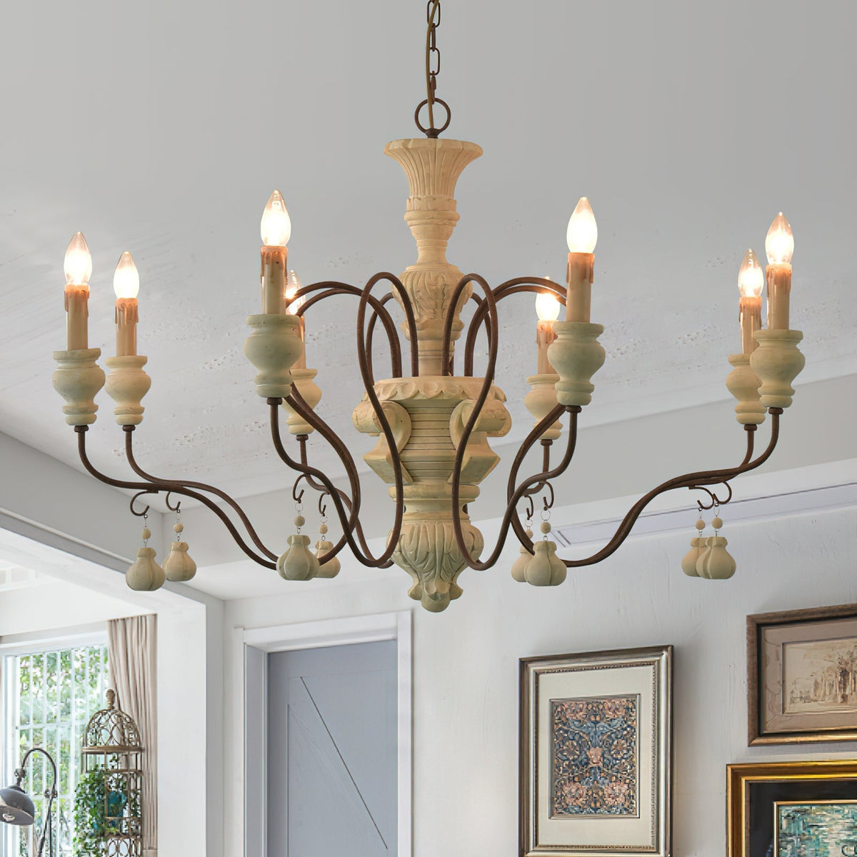 Quartz Chandelier Bois Métal Luxe Campagne Salon - Neutralighting