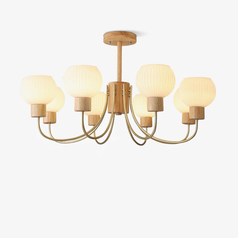 Lustra Chandelier en Bois à 6 Lumières en Verre Élégant - Neutralighting