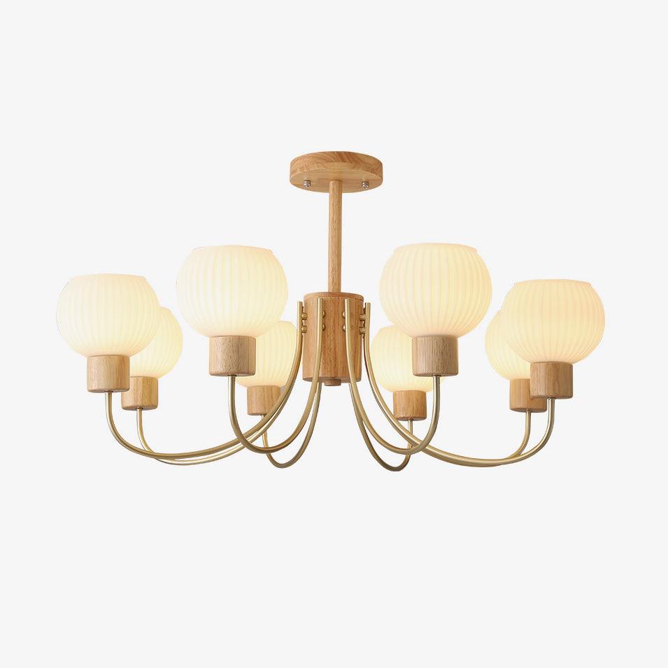 Lustra Chandelier en Bois à 6 Lumières en Verre Élégant - Neutralighting