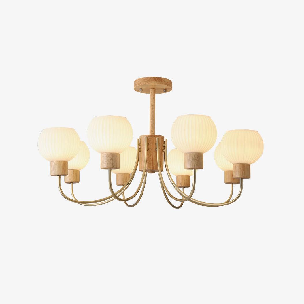 Lustra Chandelier en Bois à 6 Lumières en Verre Élégant - Neutralighting