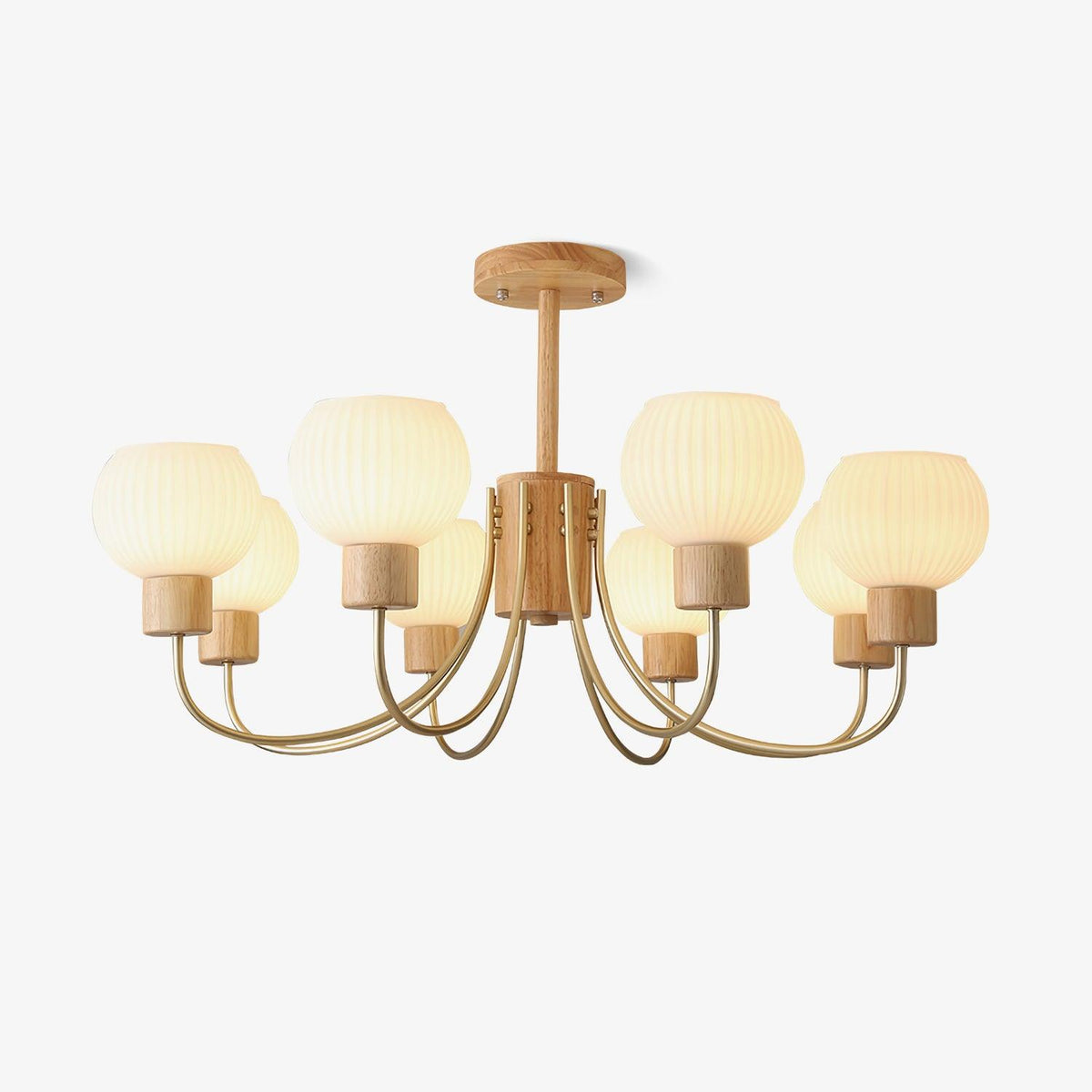 Lustra Chandelier en Bois à 6 Lumières en Verre Élégant - Neutralighting