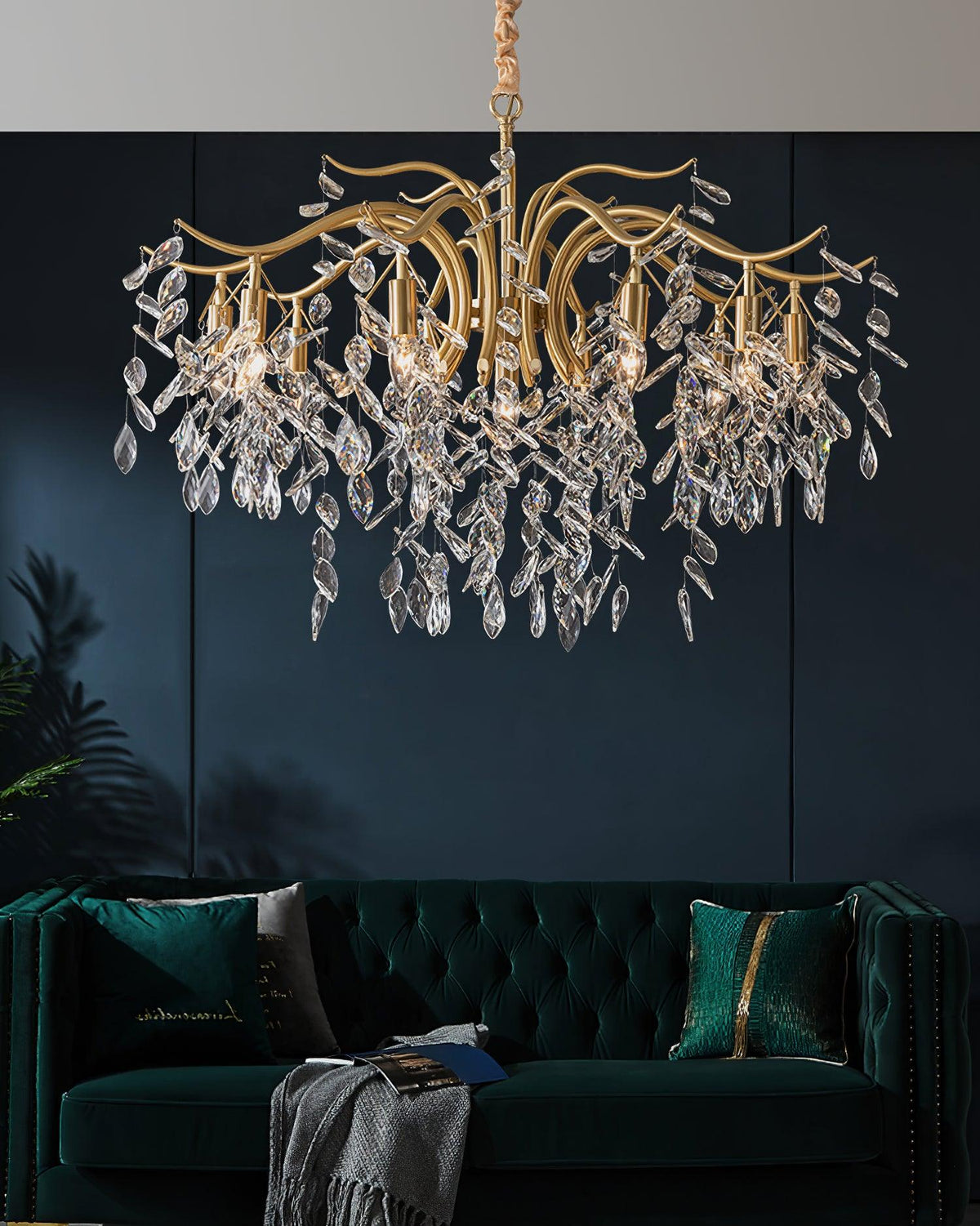 Lustra Chandelier Fer Cristal Feuille - Neutralighting
