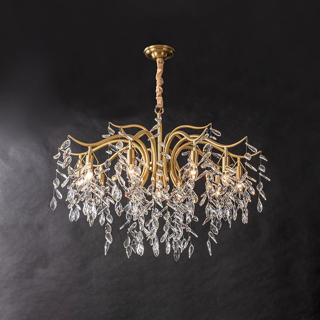 Lustra Chandelier Fer Cristal Feuille - Neutralighting