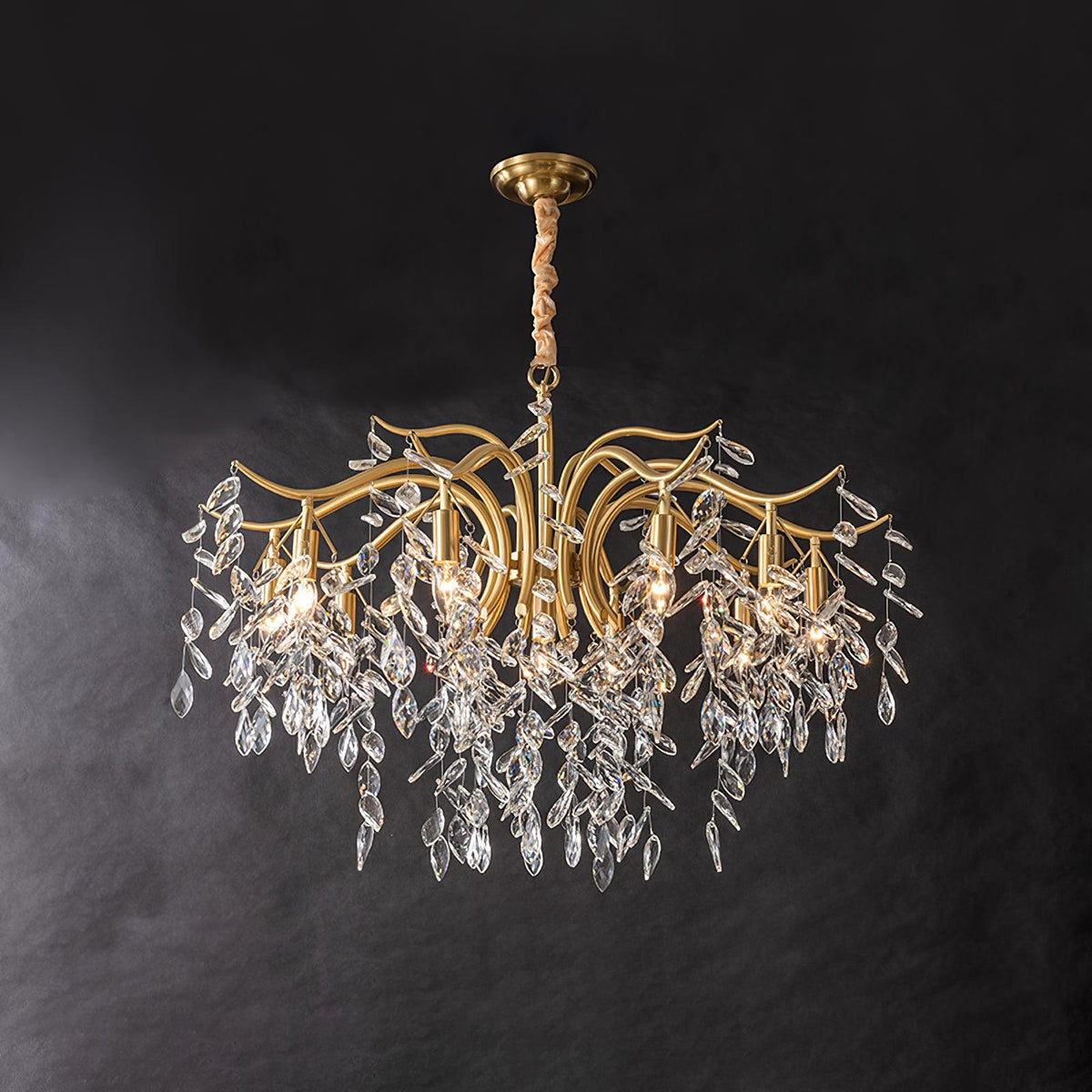 Lustra Chandelier Fer Cristal Feuille - Neutralighting