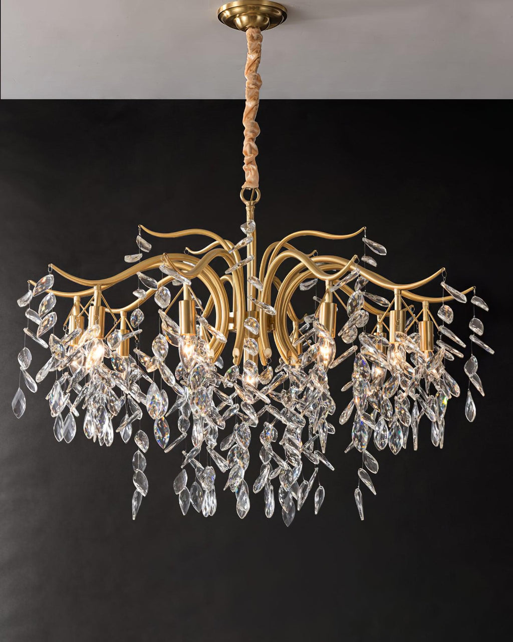 Lustra Chandelier Fer Cristal Feuille - Neutralighting