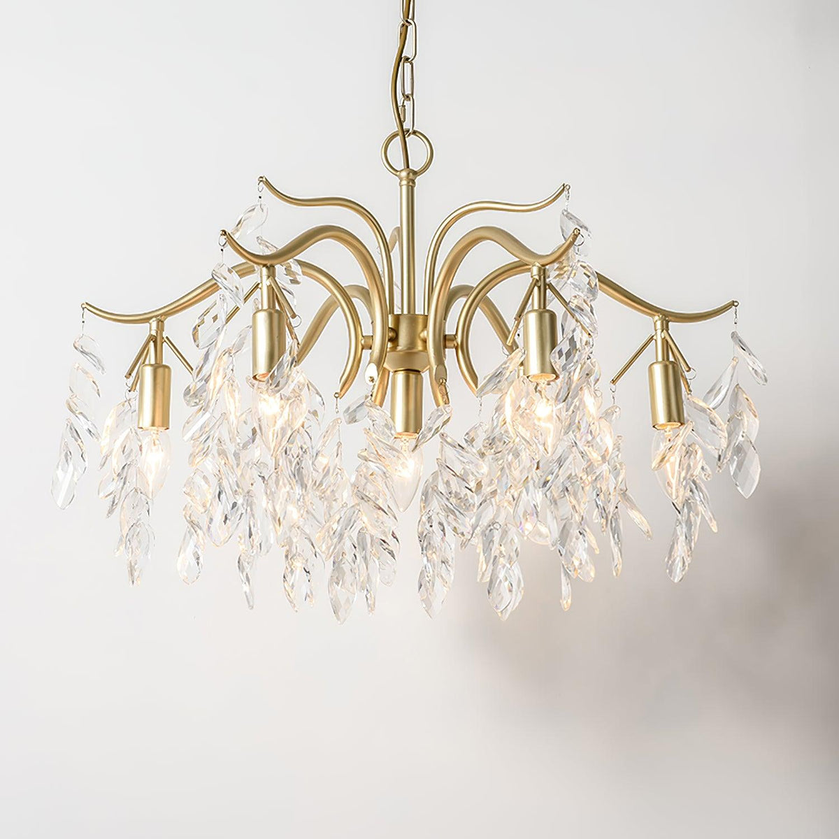Lustra Chandelier Fer Cristal Feuille - Neutralighting